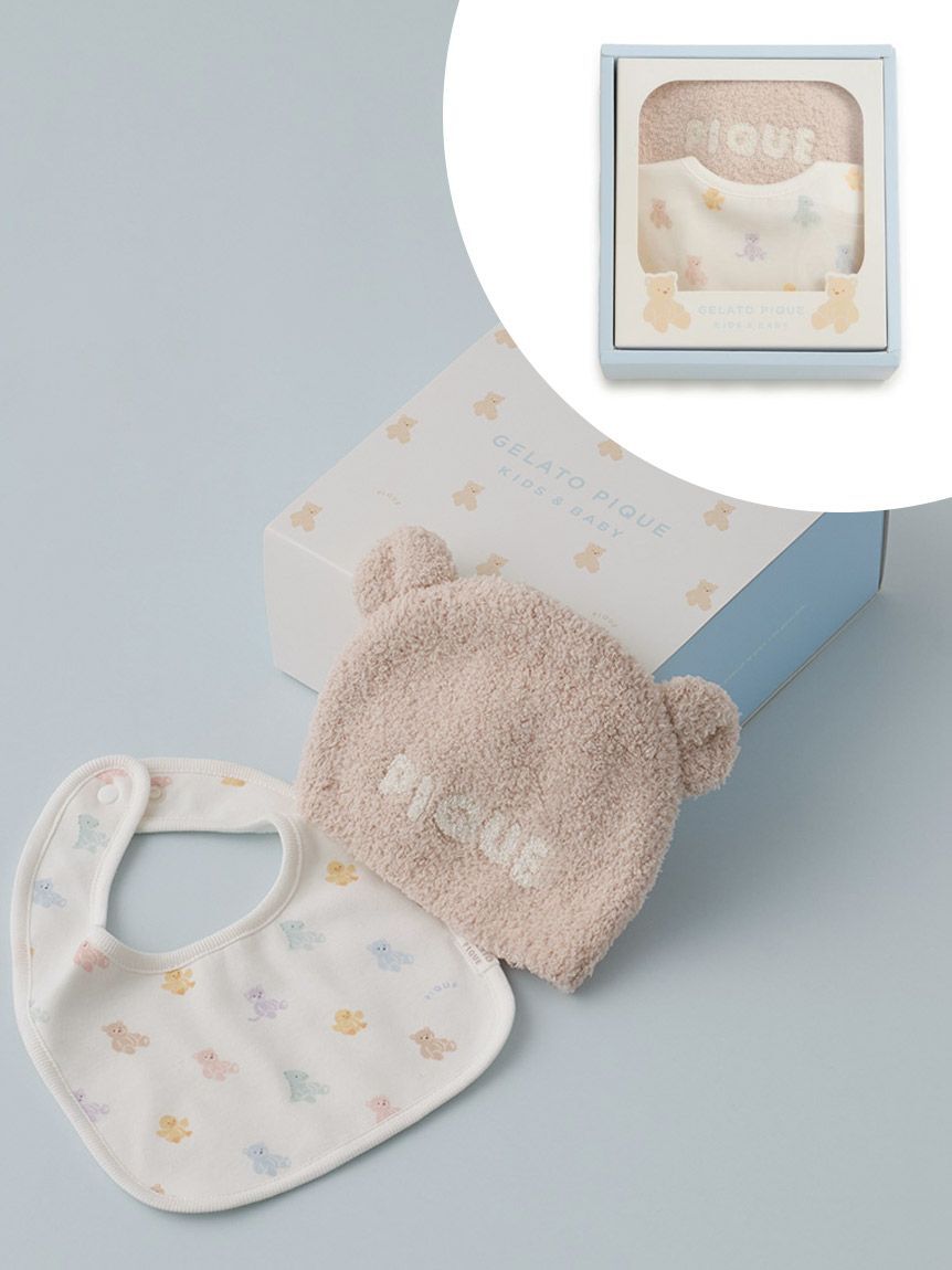 GELATO PIQUE KIDS & BABY「【ラッピング済み】【BABY】ベアニットキャップ&スタイ2点セット ギフトBOX」|その他ベビー用品|BEG