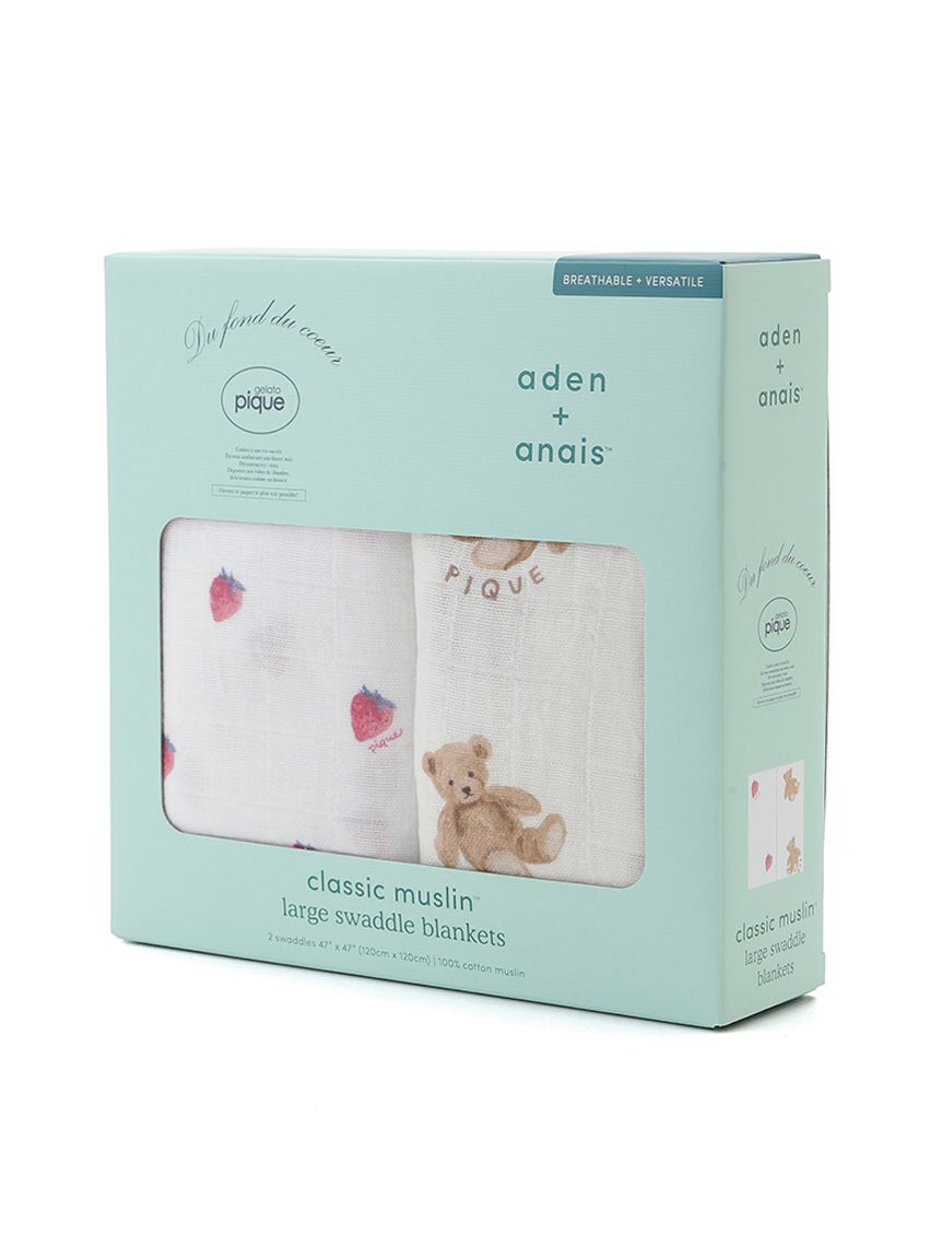 GELATO PIQUE KIDS & BABY「【aden + anais】【BABY】おくるみスワドル/ストロベリー・ベア/ダイナソー・ベア/2枚セット BOX付き」|その他ベビー用品|