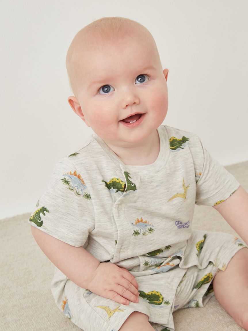 GELATO PIQUE KIDS & BABY「【BABY】【接触冷感】スリーピングダイナソー柄ロンパース」|ロンパース|