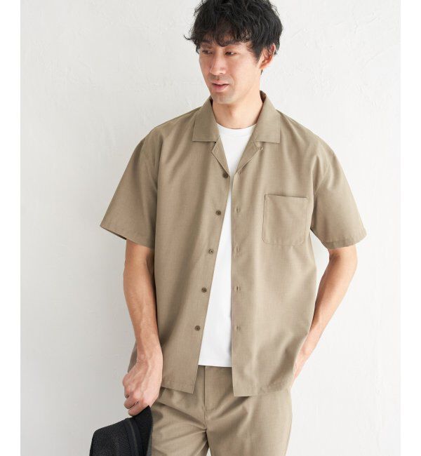 ikka「【セットアップ対応】Reflax(R) リラックスオープンカラーシャツ」|シャツ・ブラウス|ベージュ