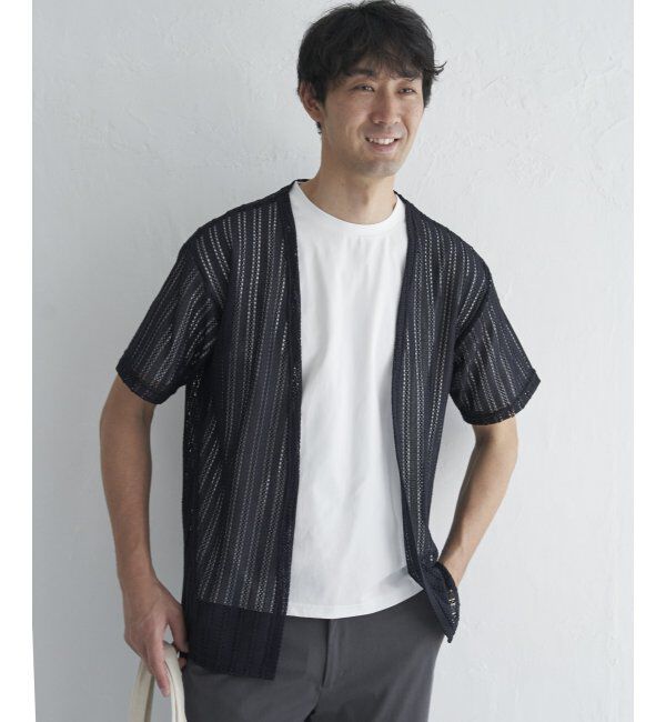 ikka「【吸水速乾／2点セット】透かしカーデDRYインナーセット」|Tシャツ・カットソー|ネイビーブルー