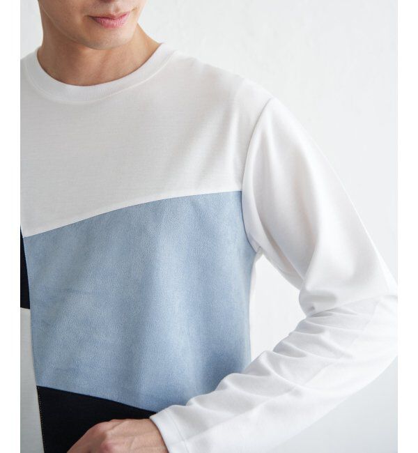 ikka「ブロックスチェックスエード切り替えロンT」|Tシャツ・カットソー|