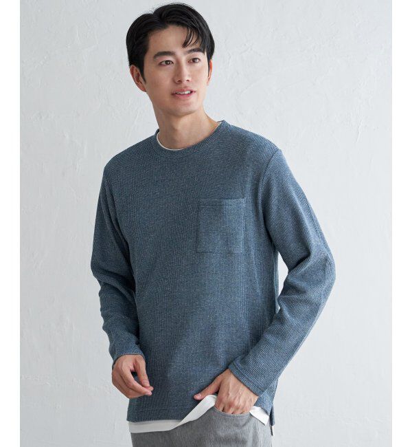 ikka「メランジワッフルポケフェイクロンＴ」|Tシャツ・カットソー|
