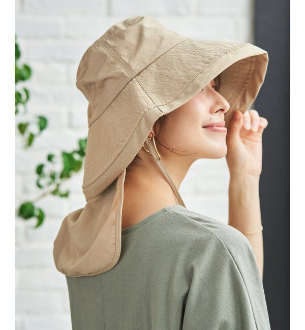 ikka「【接触冷感／UVカット】シルバーコーティングタレ付きハット」|その他|ベージュ