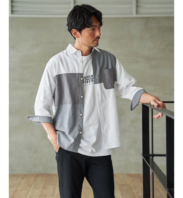 ikka「【MonoMax &times; 小泉孝太郎】7分袖冷感ブロックスシャツ「小泉孝太郎さん着用モデル」」|シャツ・ブラウス|