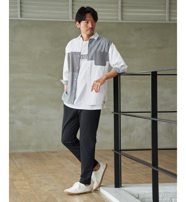 ikka「【MonoMax &times; 小泉孝太郎】7分袖冷感ブロックスシャツ「小泉孝太郎さん着用モデル」」|シャツ・ブラウス|