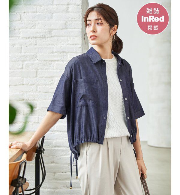 ikka「【雑誌InRed6月号掲載】冷感／デニム裾ドロストシャツ」|シャツ・ブラウス|