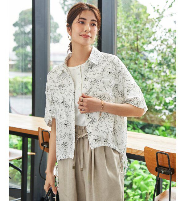 ikka「【雑誌InRed6月号掲載】冷感／デニム裾ドロストシャツ」|シャツ・ブラウス|