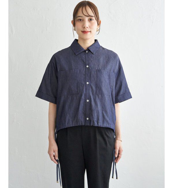 ikka「【雑誌InRed6月号掲載】冷感／デニム裾ドロストシャツ」|シャツ・ブラウス|