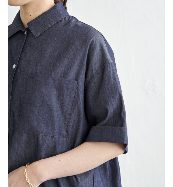 ikka「【雑誌InRed6月号掲載】冷感／デニム裾ドロストシャツ」|シャツ・ブラウス|