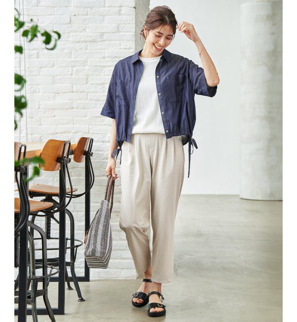 ikka「【雑誌InRed6月号掲載】冷感／デニム裾ドロストシャツ」|シャツ・ブラウス|