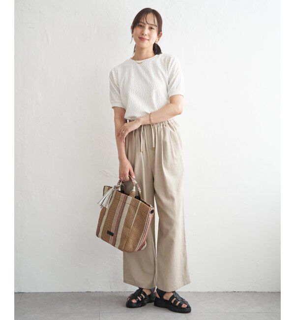 ikka「【雑誌InRed6月号掲載】幾何学柄ジャカード半袖プルオーバー 【親子コーデ】」|Tシャツ・カットソー|