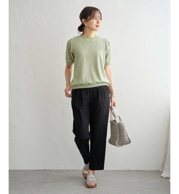 ikka「【雑誌InRed6月号掲載】幾何学柄ジャカード半袖プルオーバー 【親子コーデ】」|Tシャツ・カットソー|