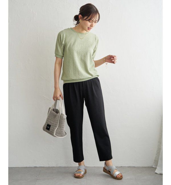 ikka「【雑誌InRed6月号掲載】幾何学柄ジャカード半袖プルオーバー 【親子コーデ】」|Tシャツ・カットソー|