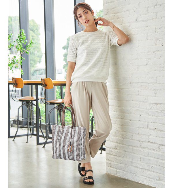 ikka「【雑誌InRed6月号掲載】幾何学柄ジャカード半袖プルオーバー 【親子コーデ】」|Tシャツ・カットソー|