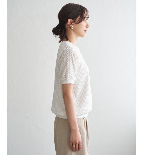ikka「【雑誌InRed6月号掲載】幾何学柄ジャカード半袖プルオーバー 【親子コーデ】」|Tシャツ・カットソー|