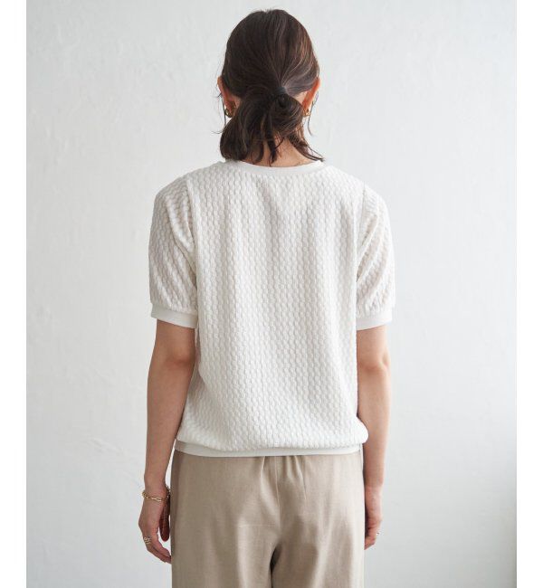 ikka「【雑誌InRed6月号掲載】幾何学柄ジャカード半袖プルオーバー 【親子コーデ】」|Tシャツ・カットソー|