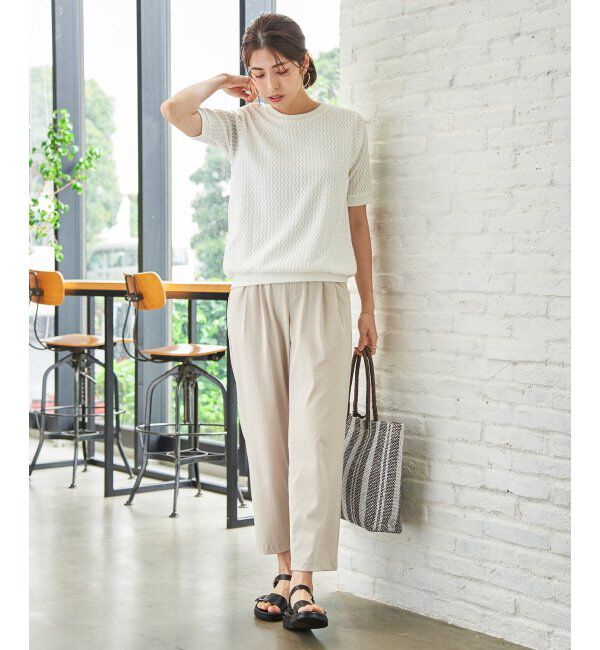 ikka「【雑誌InRed6月号掲載】幾何学柄ジャカード半袖プルオーバー 【親子コーデ】」|Tシャツ・カットソー|
