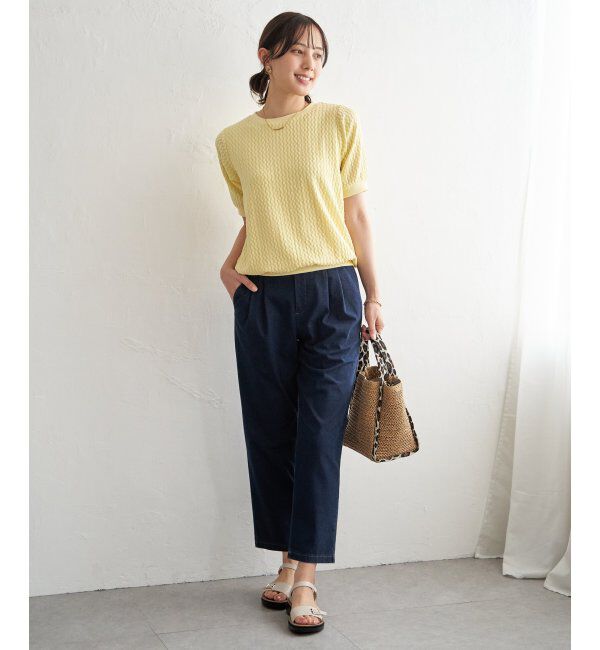 ikka「【雑誌InRed6月号掲載】幾何学柄ジャカード半袖プルオーバー 【親子コーデ】」|Tシャツ・カットソー|