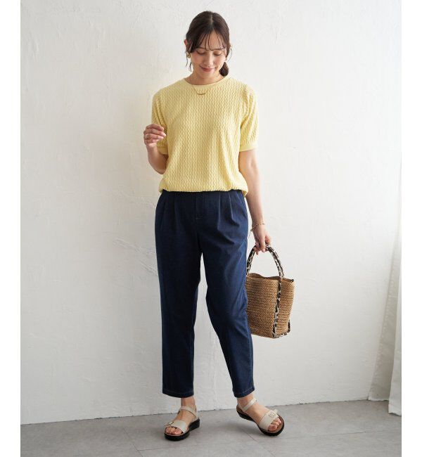 ikka「【雑誌InRed6月号掲載】幾何学柄ジャカード半袖プルオーバー 【親子コーデ】」|Tシャツ・カットソー|