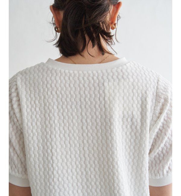 ikka「【雑誌InRed6月号掲載】幾何学柄ジャカード半袖プルオーバー 【親子コーデ】」|Tシャツ・カットソー|