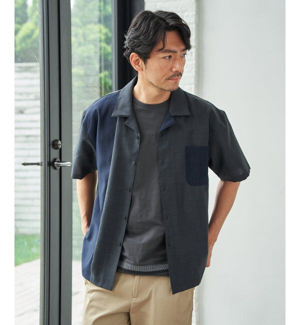 ikka「リネンライク冷感切替オープンカラーシャツ」|シャツ・ブラウス|