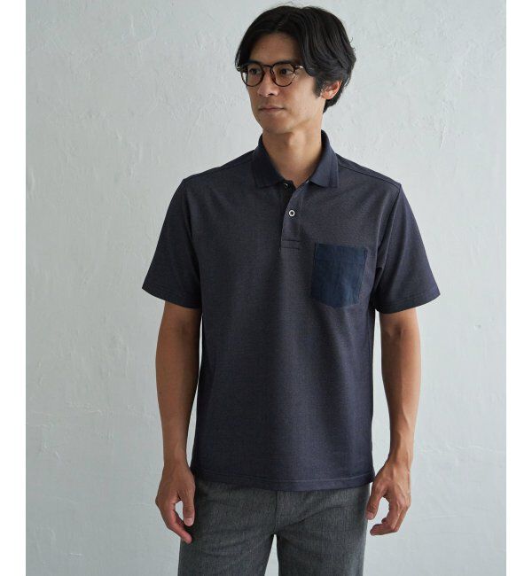 ikka「【接触冷感】デニムライクニットカラーポロシャツ」|その他|