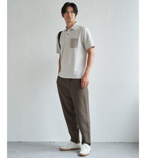 ikka「【接触冷感】デニムライクニットカラーポロシャツ」|その他|