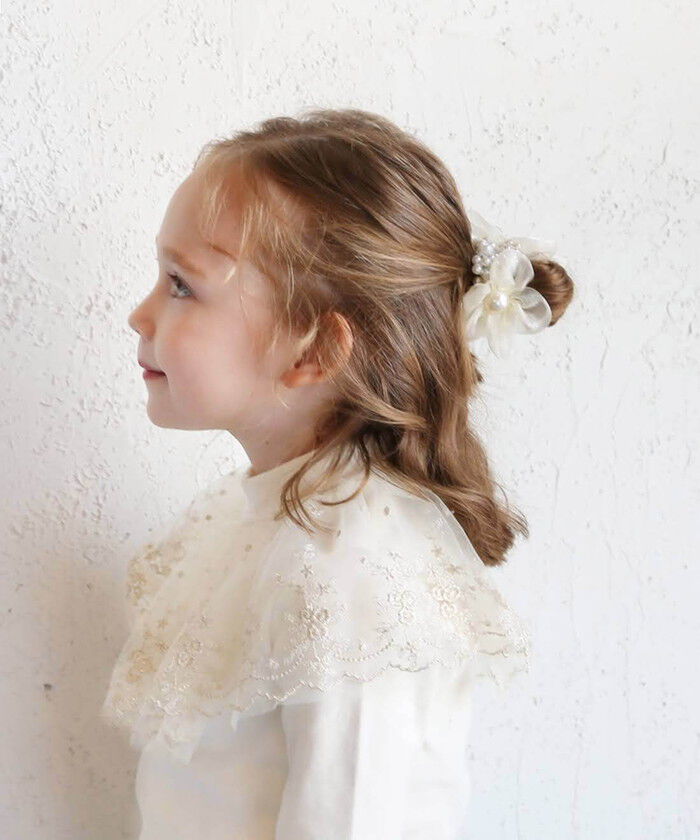 BACKYARD FAMILY「リボン シュシュ キッズ 通販 お花 パール 68142302 シューガーシュシュ オーガンジー」|ヘアゴム・シュシュ|