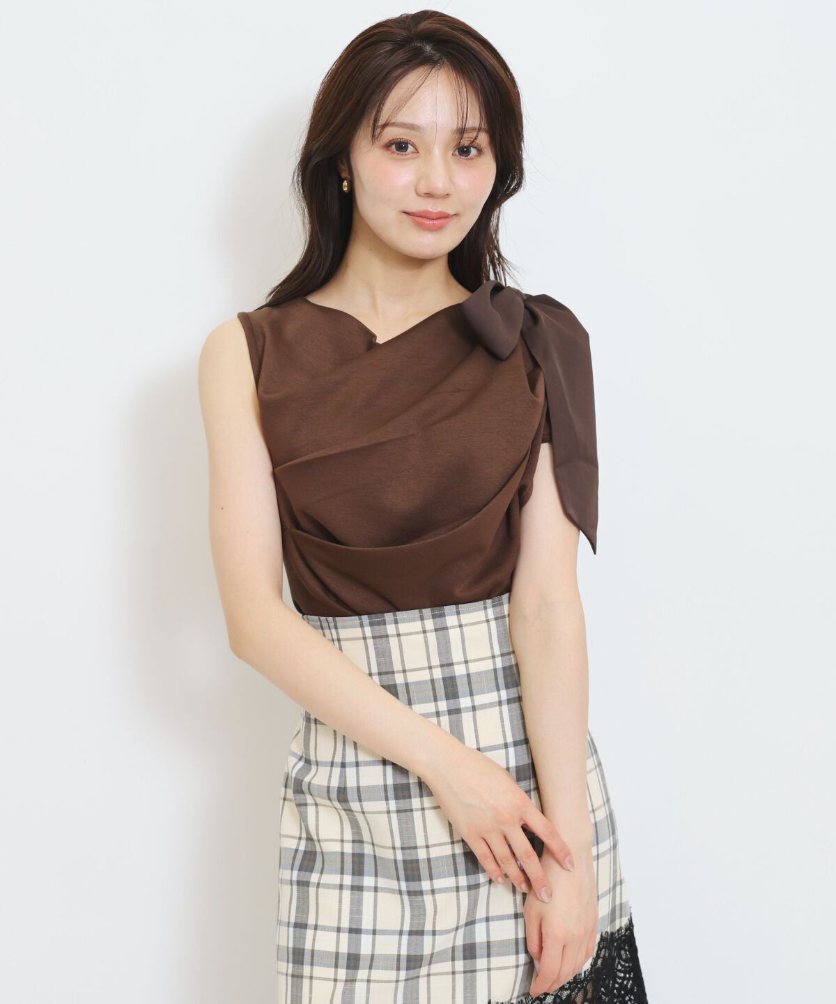 WILLSELECTION「リボンショルダードレープカットトップス」|Tシャツ・カットソー|