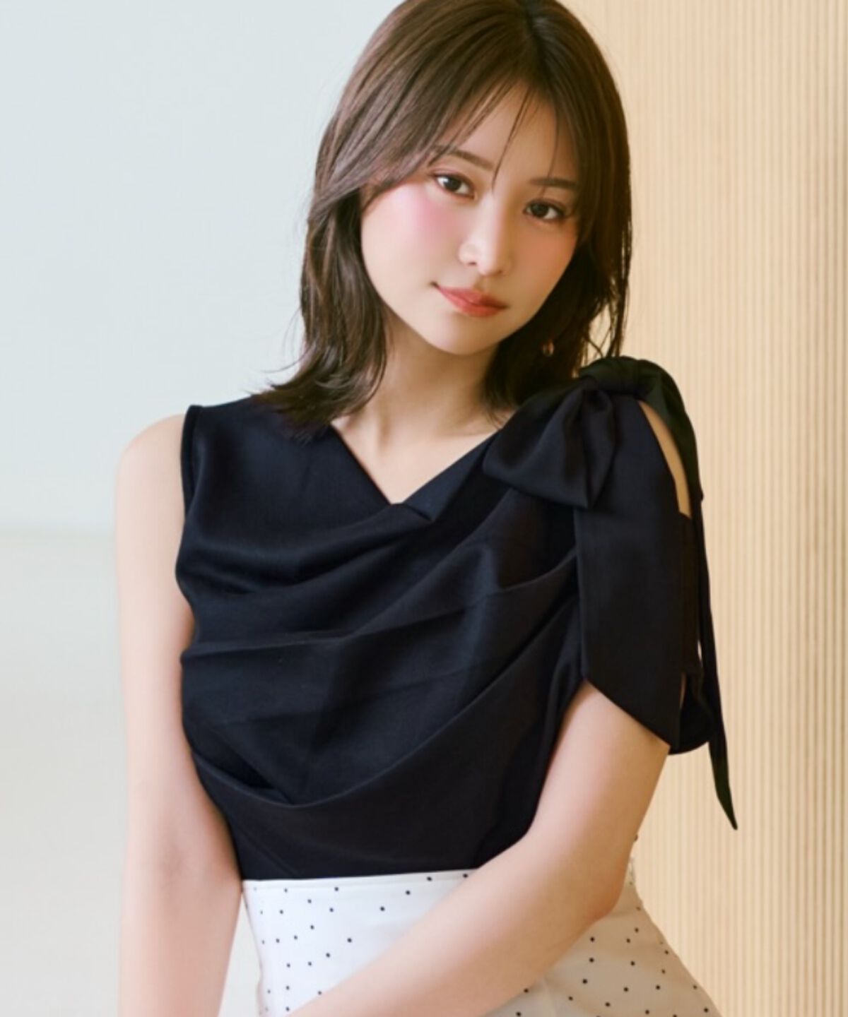 WILLSELECTION「リボンショルダードレープカットトップス」|Tシャツ・カットソー|