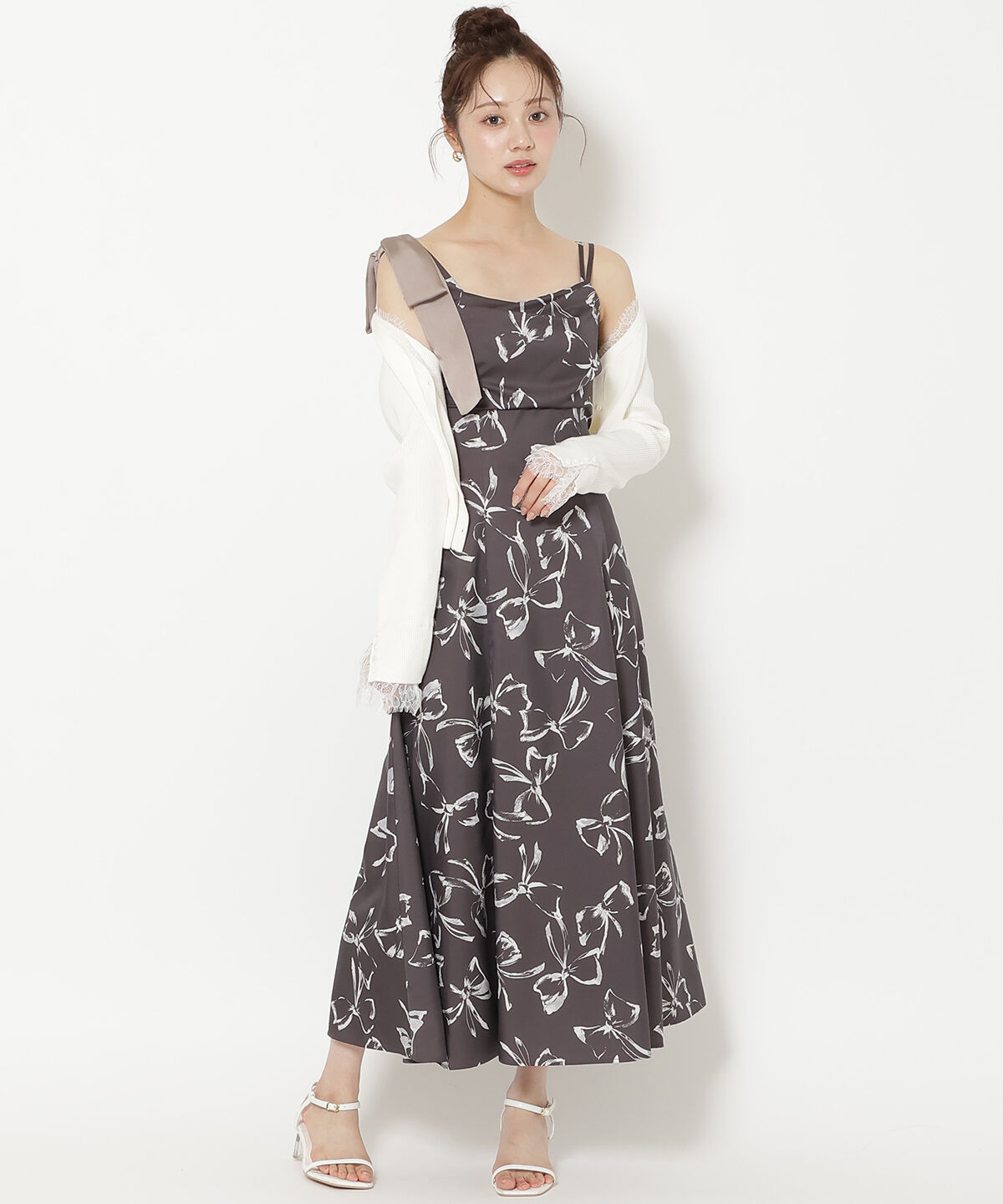 WILLSELECTION「リボンプリントアシメショルダーキャミワンピース」|ワンピース|