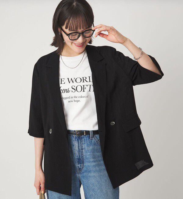 UNITED ARROWS green label relaxing「【結論シリーズ】シアーエアミドルスリーブジャケット マシンウォッシャブル 接触冷感 通気性」|テーラードジャケット|