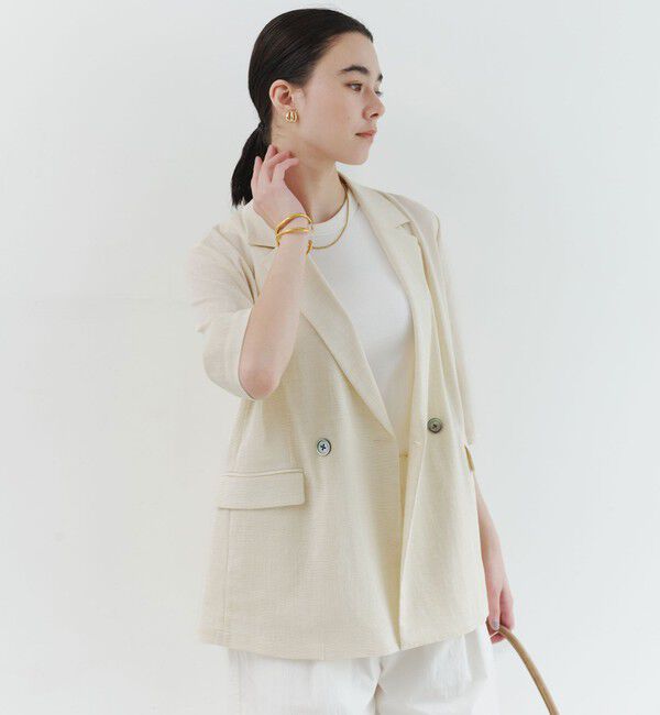 UNITED ARROWS green label relaxing「【結論シリーズ】シアーエアミドルスリーブジャケット マシンウォッシャブル 接触冷感 通気性」|テーラードジャケット|