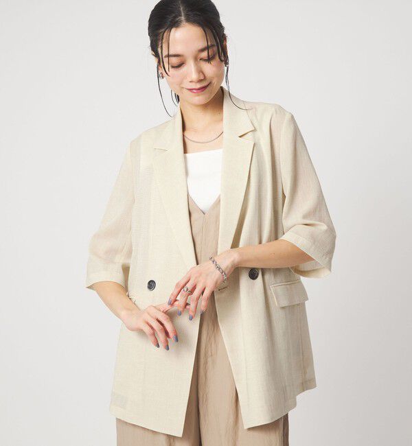 UNITED ARROWS green label relaxing「【結論シリーズ】シアーエアミドルスリーブジャケット マシンウォッシャブル 接触冷感 通気性」|テーラードジャケット|