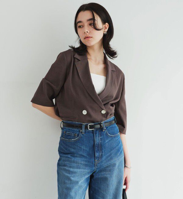 UNITED ARROWS green label relaxing「【結論シリーズ】シアーエアミドルスリーブジャケット マシンウォッシャブル 接触冷感 通気性」|テーラードジャケット|