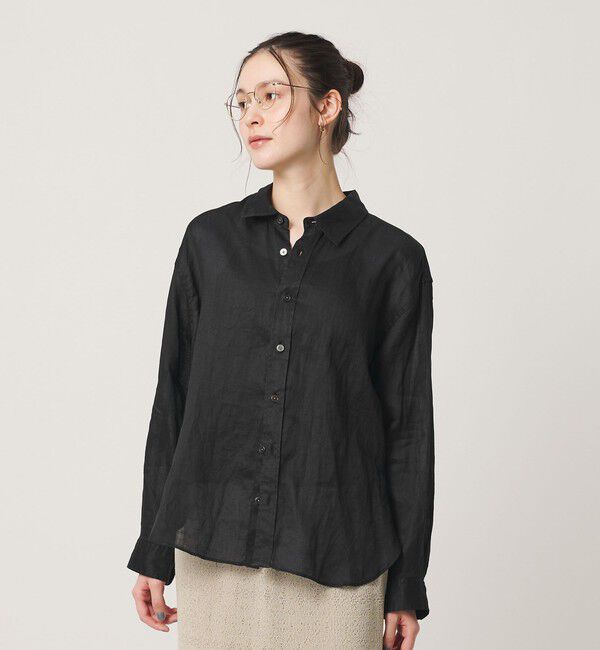 BEAUTY&YOUTH UNITED ARROWS「麻 レギュラーカラー シャツ ウォッシャブル」|シャツ・ブラウス|BLACK