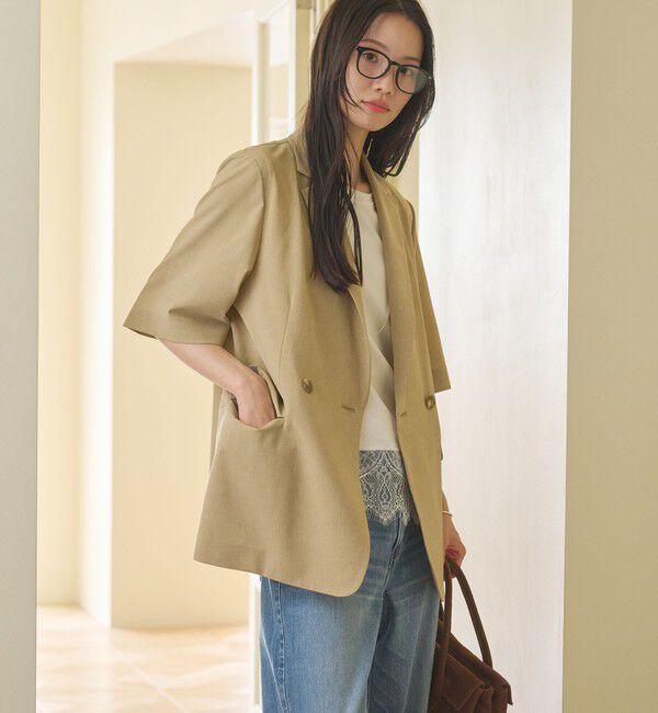 BEAUTY&YOUTH UNITED ARROWS「ハーフスリーブ ジャケット 吸水速乾 防シワ ウォッシャブル」|テーラードジャケット|BEIGE