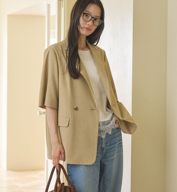 BEAUTY&YOUTH UNITED ARROWS「ハーフスリーブ ジャケット 吸水速乾 防シワ ウォッシャブル」|テーラードジャケット|
