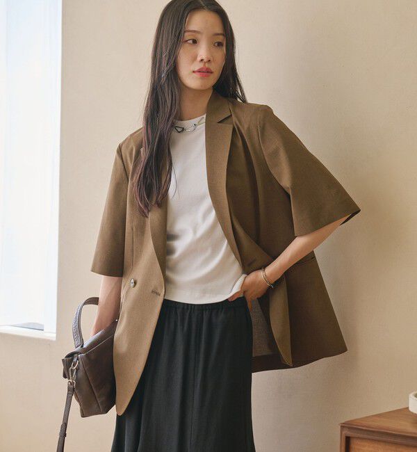 BEAUTY&YOUTH UNITED ARROWS「ハーフスリーブ ジャケット 吸水速乾 防シワ ウォッシャブル」|テーラードジャケット|