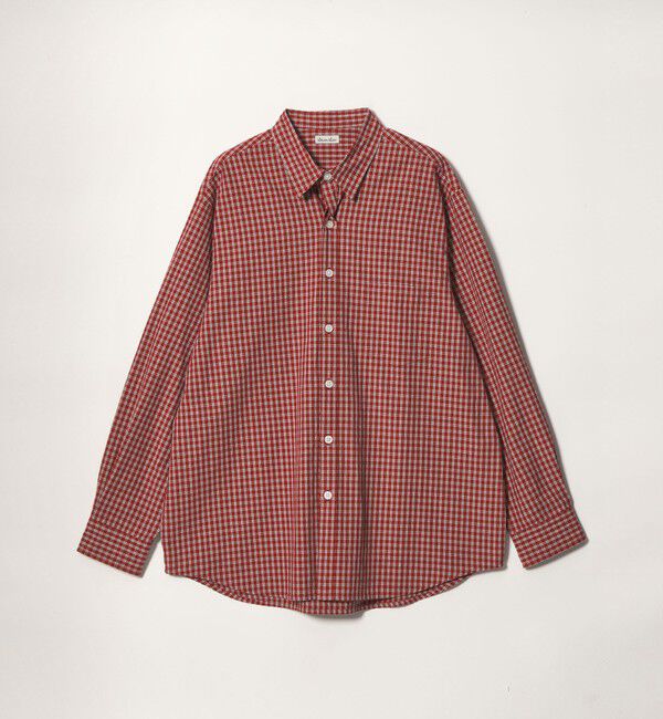 STEVEN ALAN「＜Steven Alan＞ オーガニックコットン ミニチェック リバースシーム シャツ LOOSE」|シャツ・ブラウス|RED