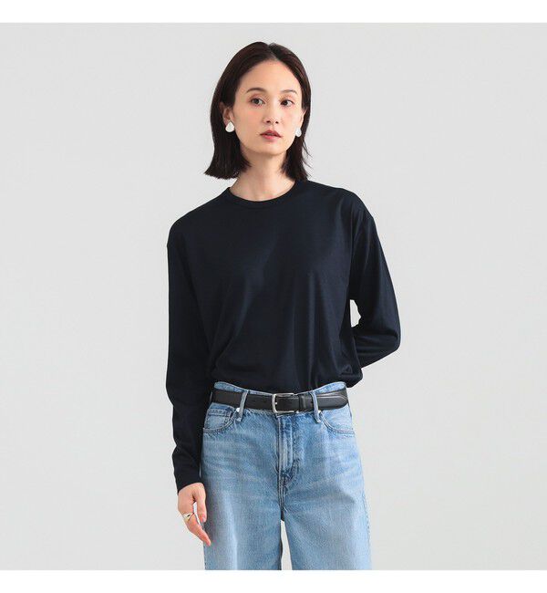 Demi-Luxe BEAMS 「【別注】SLOANE / ウール クルーネック ロングスリーブ プルオーバー」|Tシャツ・カットソー|NAVY