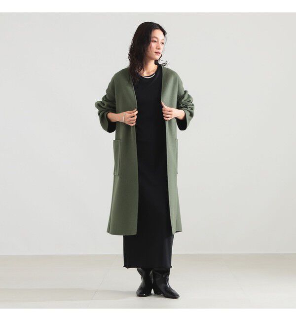 Demi-Luxe BEAMS 「リバー Vネック ロングコート」|ダッフルコート|