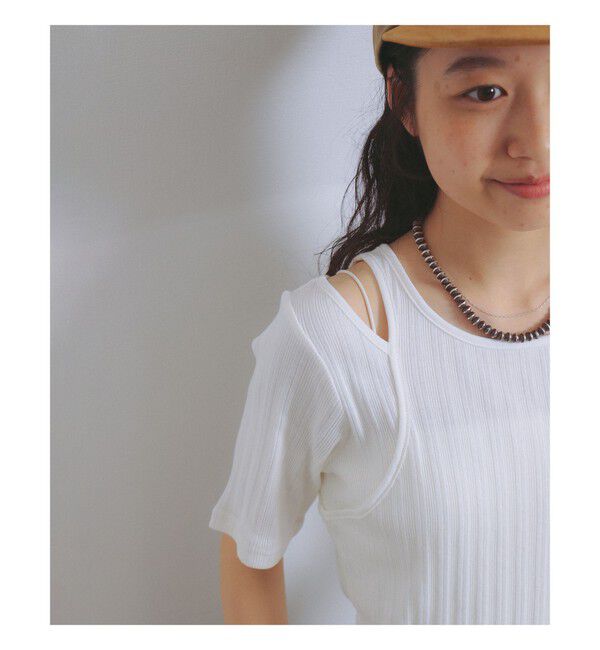 Ray BEAMS 「RIB キリカエ アシメネック Tシャツ」|Tシャツ・カットソー|
