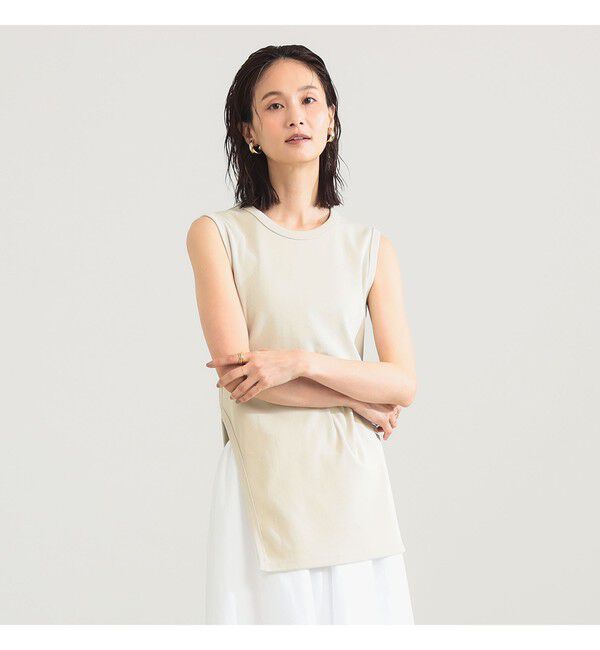 Demi-Luxe BEAMS 「【接触冷感・UVカット】スリット ノースリーブ チュニック」|Tシャツ・カットソー|