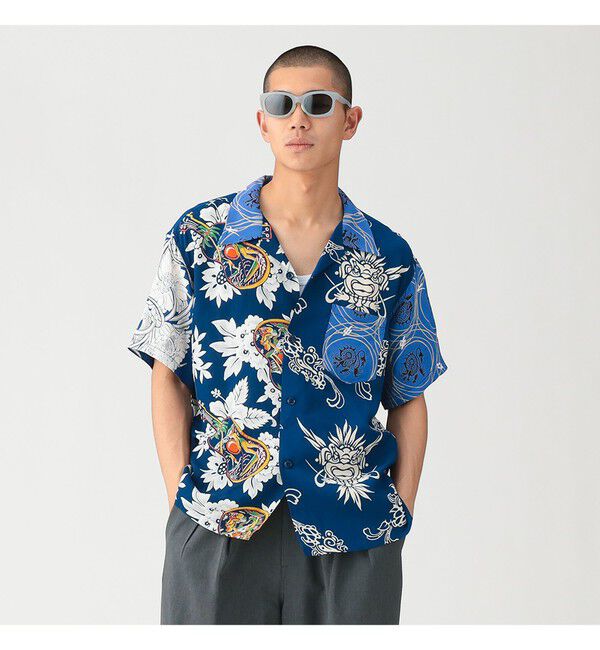 BEAMS「【別注】SUN SURF / クレイジー アロハシャツ 26SS」|シャツ・ブラウス|NAVY