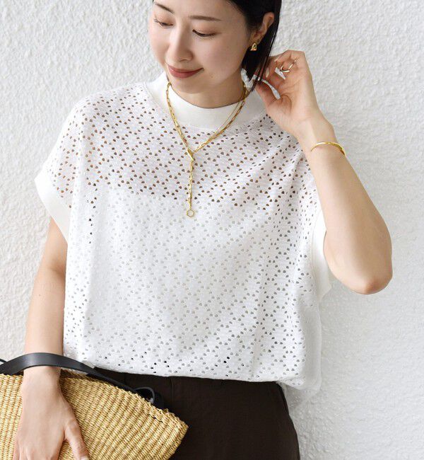 SHIPS for women「【WEB限定】〈手洗い可能〉アイレット クルーネック プルオーバー」|Tシャツ・カットソー|ライトホワイト