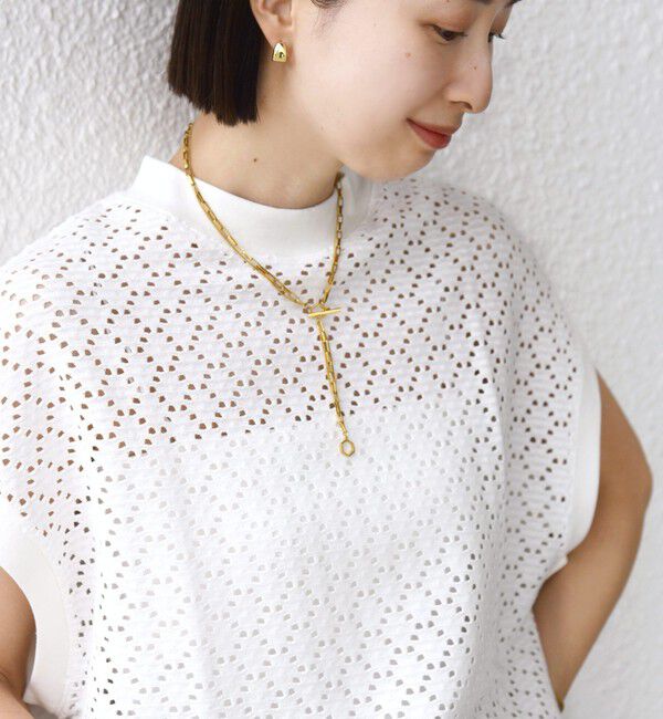 SHIPS for women「【WEB限定】〈手洗い可能〉アイレット クルーネック プルオーバー」|Tシャツ・カットソー|