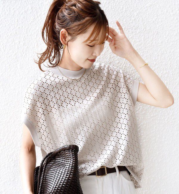 SHIPS for women「【WEB限定】〈手洗い可能〉アイレット クルーネック プルオーバー」|Tシャツ・カットソー|