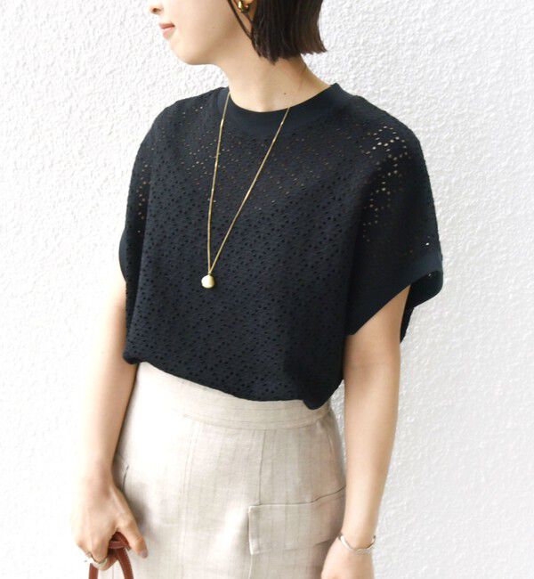 SHIPS for women「【WEB限定】〈手洗い可能〉アイレット クルーネック プルオーバー」|Tシャツ・カットソー|
